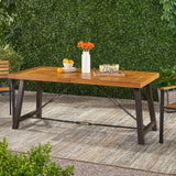 Christopher Knight Home® - Noble House - Catriona Modern Industrial Dining Table, Teak and Rustic Metal