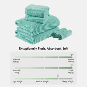 JLA Home Madison Park - 100% Zero-Twist Cotton 6-Piece Towel Set — 502 GSM Quick-Dry, Diagonal Ribbed Texture, Plush Durable Comfort MP73-8855