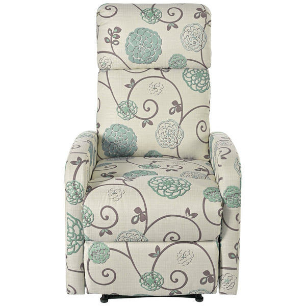 English Elm Christopher Knight Home® - Modern Recliner Plush Manual Recliner Chair with Ergonomic Support, 3-Position Backrest, Durable Fabric Comfort Beige+Blue N763P256491C