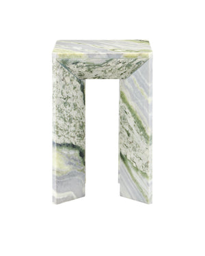 Currey & Company Minerale Green Onyx Accent Table - Unique Natural Stone Design With Striking Veins And Elegant Finish Green Green Onyx Marble 3000-0326-currey-company