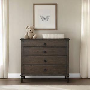 JLA Home Madison Park Signature - 4-drawer Victorian-style dresser with antique-finish wood, dovetail drawers, metal knobs, anti-tip safety Antique Brown MPS137-0314