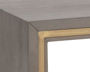 Sunpan Hilbert Side Table - Modern Grey Acacia Wood with Brass Trim, Sleek Design for Stylish Spaces