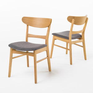English Elm [video] Rubberwood Dining Chairs Set of 2 Upholstered Mid-century Seats for Modern Homes Dark Grey 58915.00OAK