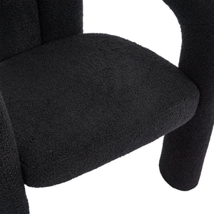 English Elm Contemporary Velvet Upholstered Barrel Accent Chair with Curved Support, Foam Seat, Steel Frame Finish Black W395P224763