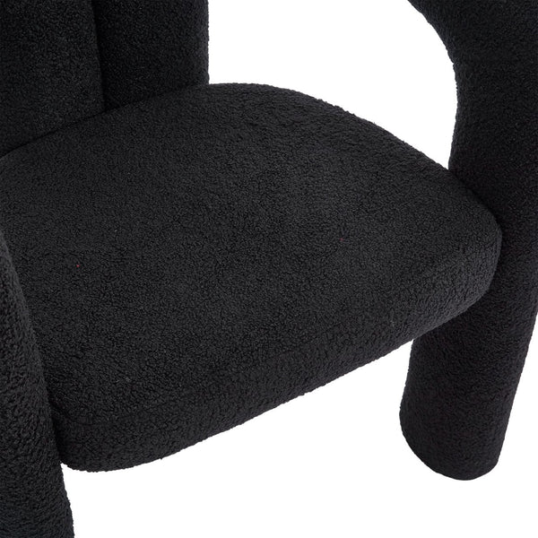 English Elm Contemporary Velvet Upholstered Barrel Accent Chair with Curved Support, Foam Seat, Steel Frame Finish Black W395P224763