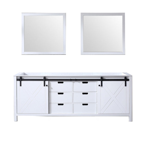 English Elm White Double Bath Vanity With Two Mirrors – Elegant 84" Storage Solution For Timeless Bathrooms B2731S00575-GIGA