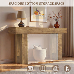 English Elm 63'' Farmhouse Console Table Rustic Wood Grain Sofa for Entryway or Hallway W3204P401255