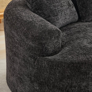 English Elm Curved Chenille Loveseat with Memory Foam Seating and Three Pillows for Compact Spaces Black W2915P324464