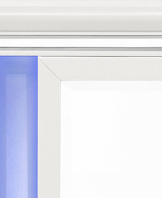 English Elm Tarian Pearl White Mirror with LED Lighting, 34"x26" Modern Elegant Inlay Trim, Durable Wood Blend Finish B2726P269293