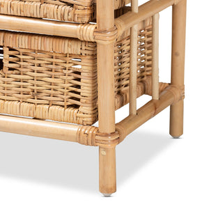 English Elm Modern Woven Rattan Six Drawer Cabinet Bohemian Storage for Bedroom or Living Room B2750P470040