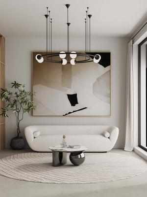 English Elm Laurel Sintered Stone Coffee Table in Black - 31.5" Round Top, Stainless Steel Base, Contemporary Design B365S00059