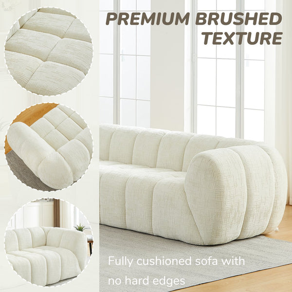 English Elm Chenille Cloud Sofa with Quilted Seat and Piano Backrest for Modern Living Spaces Beige W834P442222