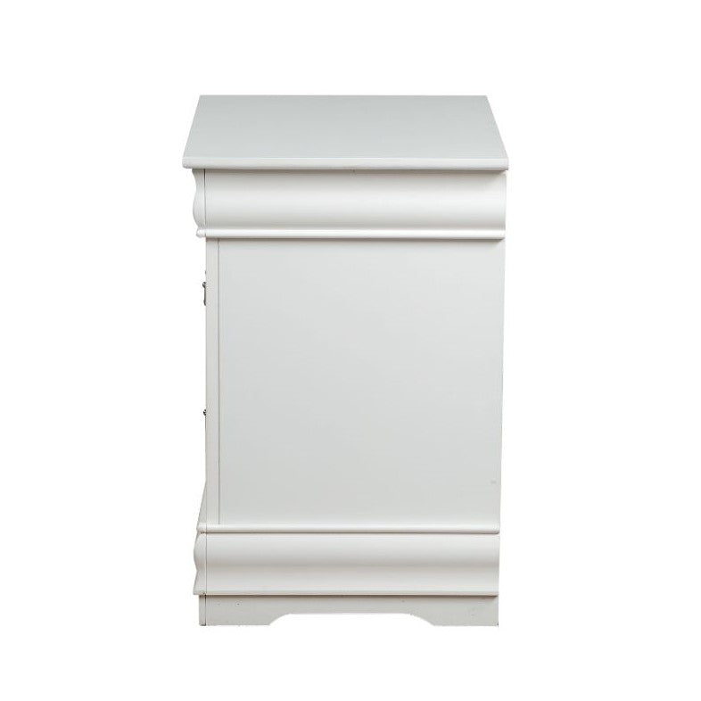 English Elm 1pc Classic Two-Drawer Nightstand with Brushed Nickel Pulls — Compact Wooden Bedside Storage, No Assembly Required White 18.5 L x 23.5 W x 27 H B2741P322601