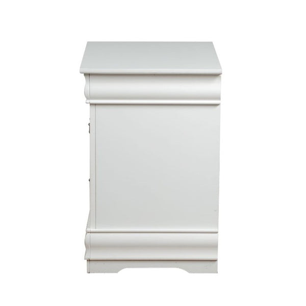 English Elm 1pc Classic Two-Drawer Nightstand with Brushed Nickel Pulls — Compact Wooden Bedside Storage, No Assembly Required White 18.5 L x 23.5 W x 27 H B2741P322601