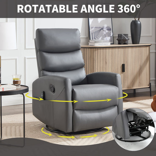 English Elm Heat Massage Rocker Swivel Recliner with 8 Vibration Nodes Fabric Lounge Chair W3224P322245