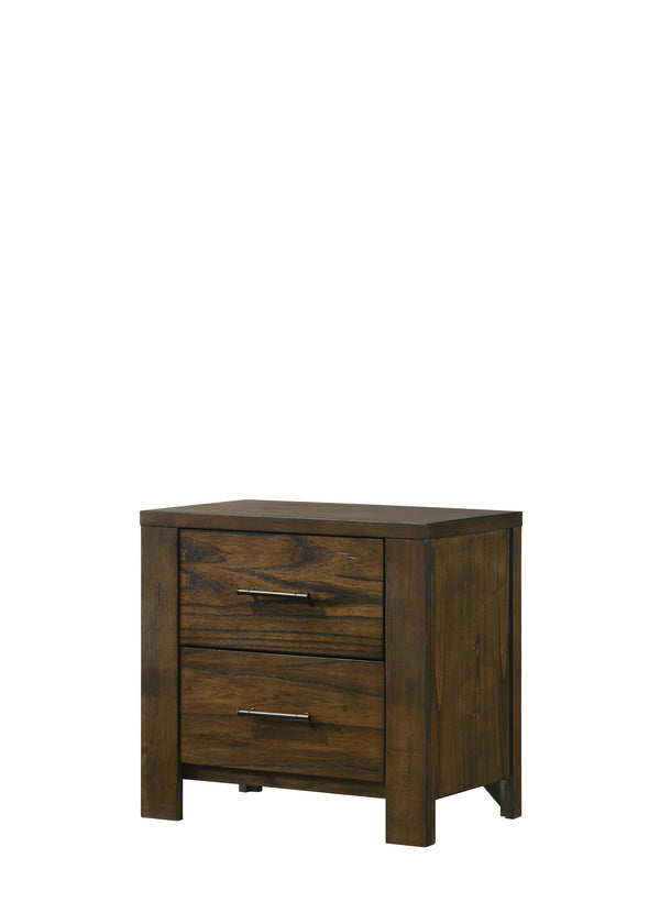 English Elm Merrilee Oak Finish Nightstand with 2 Dovetail Drawers, Antique Brass Handles, Smooth Metal Glides, Sturdy RBW Construction B2726P257356