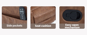 English Elm Heat Massage Rocker Recliner Swivel Chair with Lumbar Warmth in Soft Fabric W3224P357577