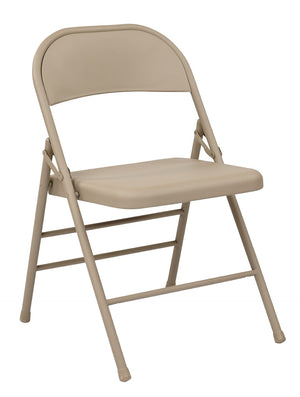 OSP Home Furnishings Folding Metal Chair Set of Four for Banquets Events and Everyday Extra Seating Tan FF-22124M