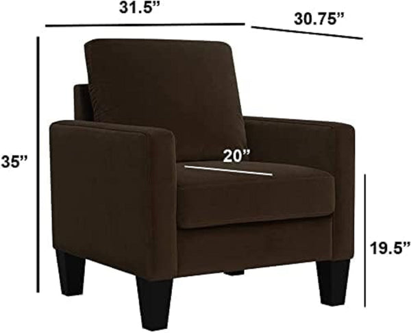 English Elm 1pc Mid-century Modern Accent Chair Microfiber Upholstery Tapered Legs Cozy Seating Brown B011P201578
