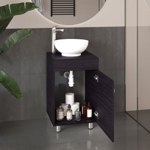 English Elm Bathroom Sleek Single-Door Vanity with Integrated Sink — Modern Minimalist Engineered Wood Storage, Durable & Eco-Friendly Black 28.35 L x 22.44 W x 11.42 H B097P296878