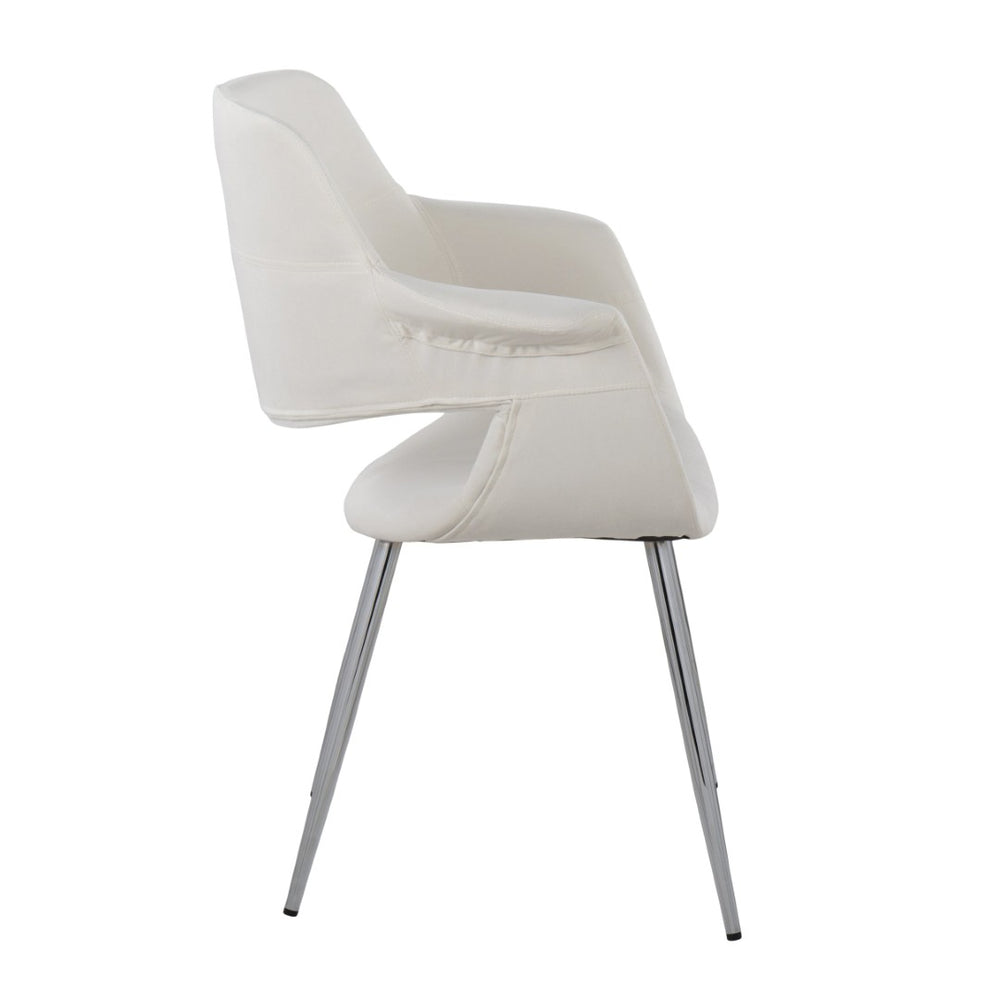 English Elm Vintage Flair Glam/Art Deco Chair Set Of 2 In Cream Velvet & Chrome - Chic Comfort For Any Space B202P223675-GIGA