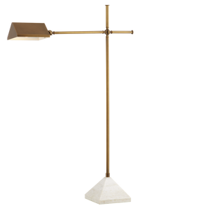 Repertoire Adjustable Brass Floor Lamp with White Marble Base - Modern Elegance for Your Space