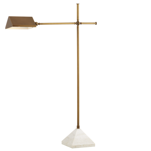 Repertoire Adjustable Brass Floor Lamp with White Marble Base - Modern Elegance for Your Space