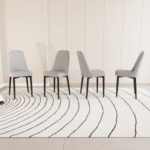 English Elm A Set Of 4 Modern Dining Chairs In Grey Pu Leather With Black Metal Legs For Stylish Comfort W2189140237