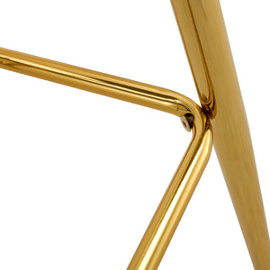 English Elm Modern White+Gold Upholstered Bar Chair with Metal Legs — Compact Water-Resistant PU Seating for Kitchen, Dining, Terrace (Easy Assembly) W1151P154368