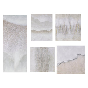 JLA Home Madison Park - Hand Embellished Neutral Ombre 5-Piece Abstract Canvas Set with Textured Glitz, Ready to Hang Decor MP95C-0300