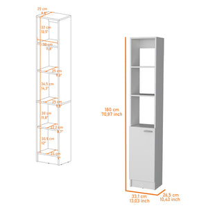 English Elm Brenda Tall Linen Cabinet for Bathroom — Slim 70.87" Storage Tower with 1 Door, Hidden & Open Shelves, Modern Design White 46.07 L x 18.9 W x 5.12 H B128P189936