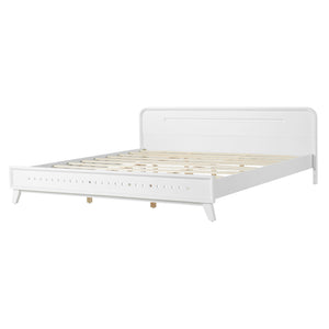 English Elm Pine Solid Wood King Bed Matte Finish Platform Frame Tall Headboard No Box Spring White N770PK291028K