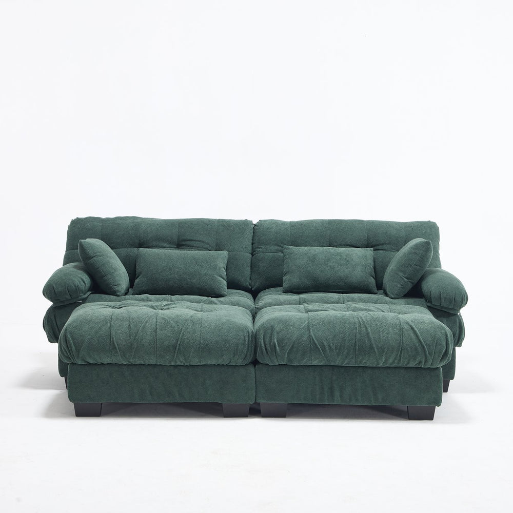 English Elm U Shaped Modular Sectional Sofa Flannelette Cloud Couch Deep Seat Plush Living Room Green W2120S00027