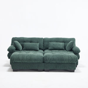 English Elm U Shaped Modular Sectional Sofa Flannelette Cloud Couch Deep Seat Plush Living Room Green W2120S00027
