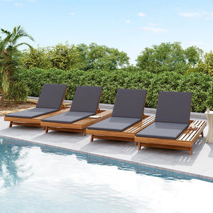 English Elm Christopher Knight Home® - Lounge Chaise Set – Stylish Acacia Wood With Dark Grey Water-Resistant Cushions For Outdoor Comfort N770P253442T_N770P253018G