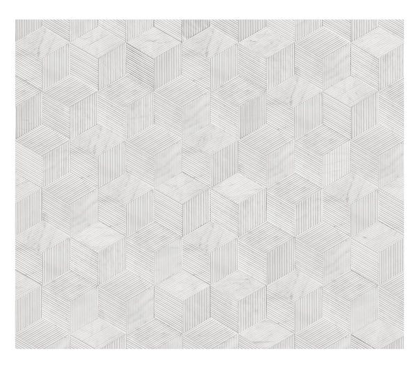 English Elm Hexagon Snow Mountain White Marble Tiles - Textured, 3D Fluted Design For Elegant Bathroom Walls W1696P262342