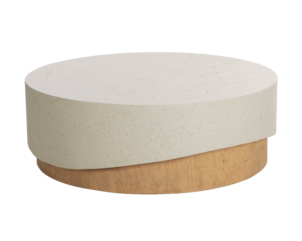 Sunpan Patras Coffee Table - Sculptural Concrete Design with Textured Top for Indoor & Outdoor Elegance
