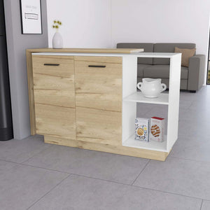 English Elm Worland,kitchen Island with Open Shelving and Wenge Finish for Modern Prep Spaces B128S00205