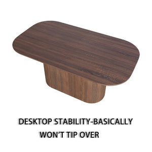 English Elm 63" Mid-Century Modern Brown Mdf Dining Table & 6 Pu Armless Chairs Set For Stylish Dining Spaces W2189S00677