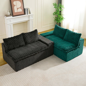 English Elm Luxury Color-Block Turtle Velvet Sofa - Versatile Seating For Modern Living Rooms, Cozy Style & Comfort W3371S00055