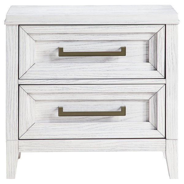 English Elm Avril Distressed White 2-Drawer Nightstand with Stepped Drawer Design, Rustic Chic Bedside Storage B062P299829