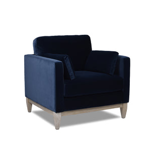 English Elm Jennifer Taylor Home - Knox 36" Modern Farmhouse Arm Chair - Dark Navy Velvet, Durable Comfort For Stylish Living Spaces B2719P238328