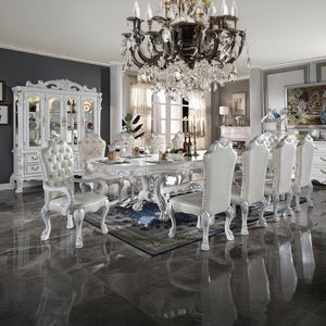 English Elm Ivory Sculptural Floral Dining Side Chair Set of 2 with Tufted Upholstery, Gold Accents, Luxe Comfort Ivory B062P215494