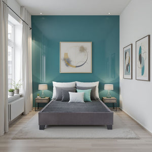 English Elm Modern Low Profile King Platform Bed Base Upholstered in Soft Polyester Fabric Grey B108P468538