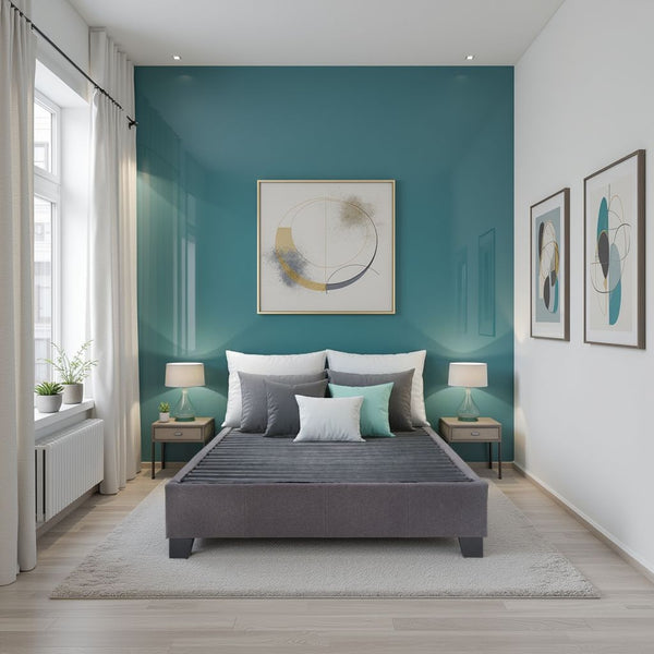 English Elm Modern Low Profile King Platform Bed Base Upholstered in Soft Polyester Fabric Grey B108P468538