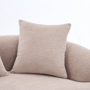 English Elm LY-025S Curved Loveseat Sofa Compact 65" chenille upholstery, 30D foam with spring core, 300lb capacity, 3 pillows, apartment-friendly Apricot Cream W2231P292607