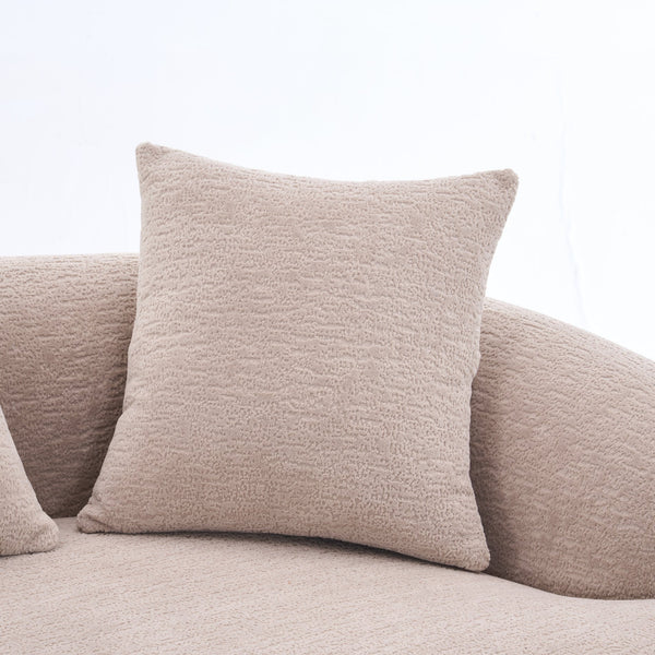 English Elm LY-025S Curved Loveseat Sofa Compact 65" chenille upholstery, 30D foam with spring core, 300lb capacity, 3 pillows, apartment-friendly Apricot Cream W2231P292607