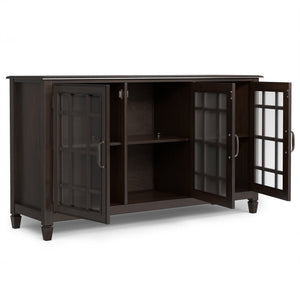 English Elm Connaught Solid Wood Buffet with Glass Doors Raised Panel Drawers Dining Storage B136P436051