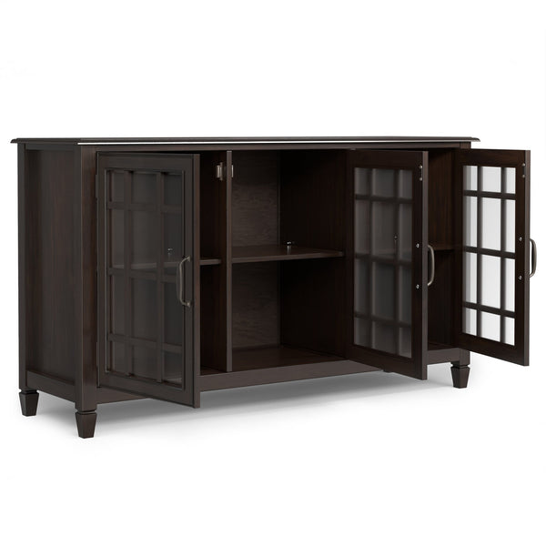 English Elm Connaught Solid Wood Buffet with Glass Doors Raised Panel Drawers Dining Storage B136P436051