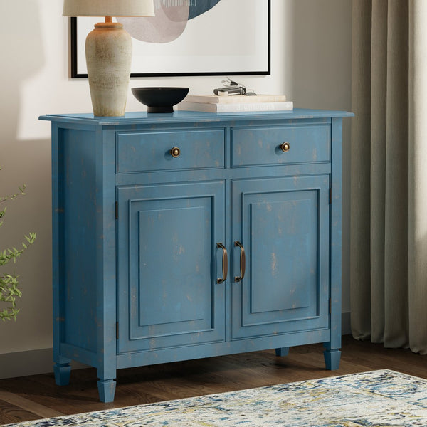 English Elm Connaught Coastal Cottage Pine Cabinet with Raised Panel Doors for Narrow Entryways B136P436038